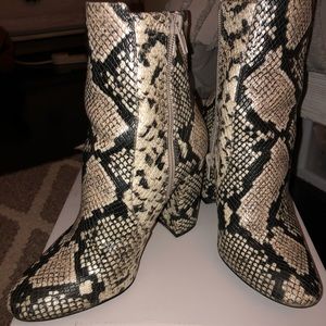 Snakeskin booties